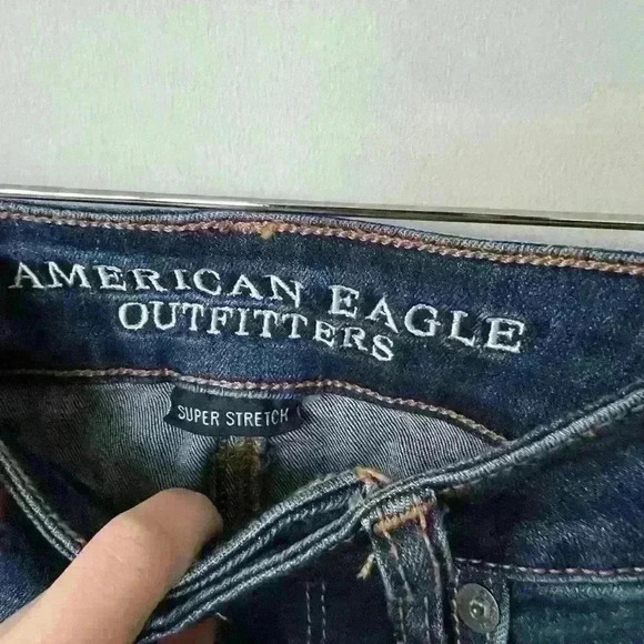 American Eagle Women’s High Rise Dark Denim Country Western Beach Shorts 0 - Picture 3 of 7